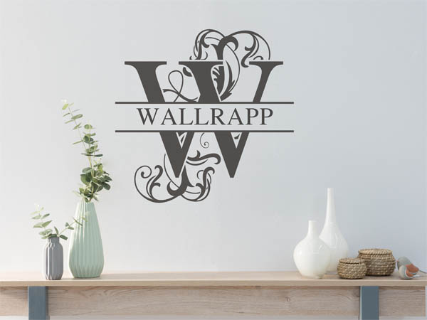 Wandtattoo verschnörkeltes W mit Wallrapp