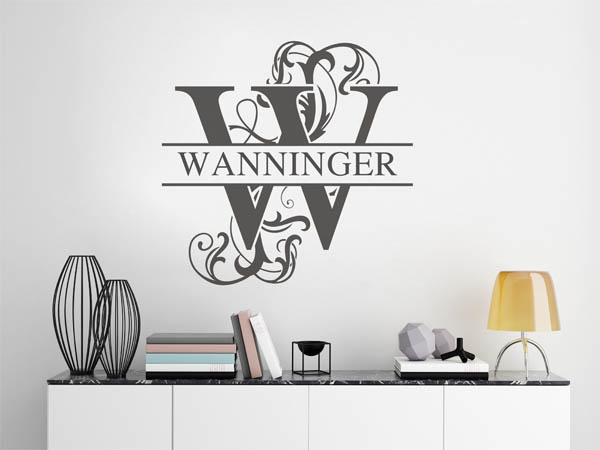Wandtattoo verschnörkeltes W mit Wanninger