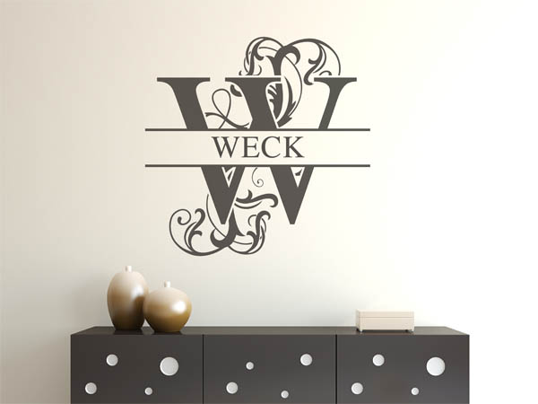 Wandtattoo verschnörkeltes W mit Weck