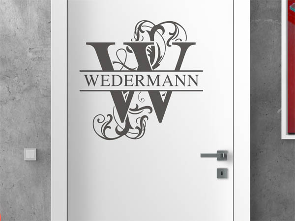 Wandtattoo verschnörkeltes W mit Wedermann