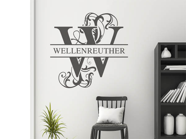 Wandtattoo verschnörkeltes W mit Wellenreuther