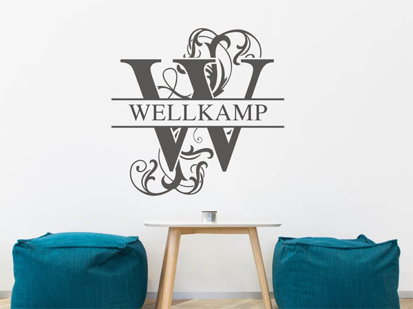 Wandtattoo verschnörkeltes W mit Wellkamp