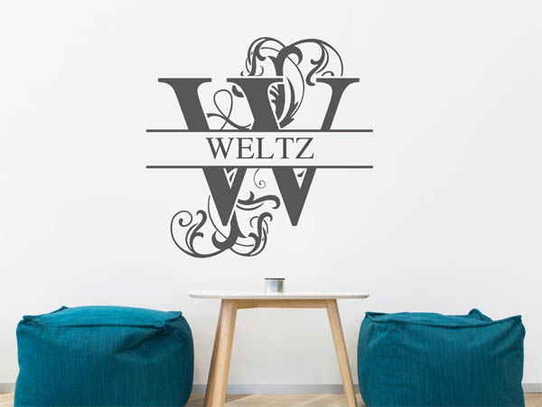 Wandtattoo verschnörkeltes W mit Weltz