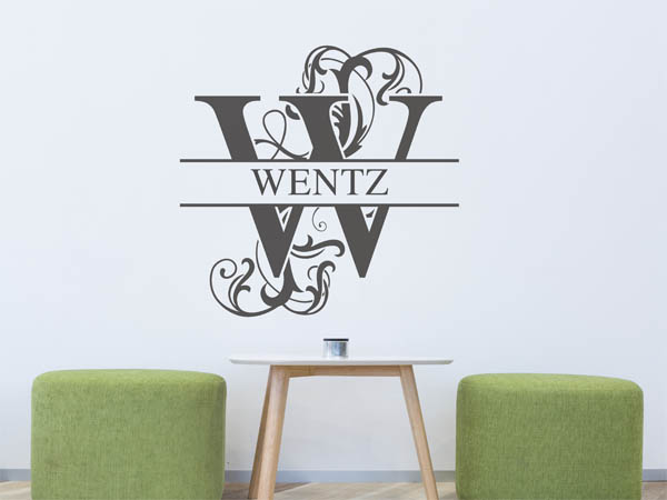 Wandtattoo verschnörkeltes W mit Wentz