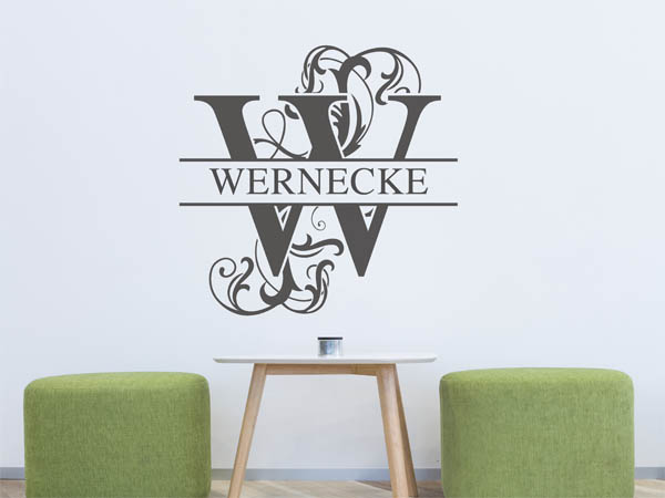 Wandtattoo verschnörkeltes W mit Wernecke