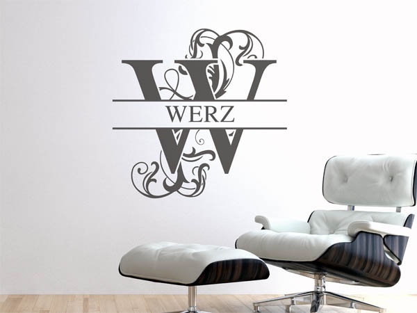 Wandtattoo verschnörkeltes W mit Werz