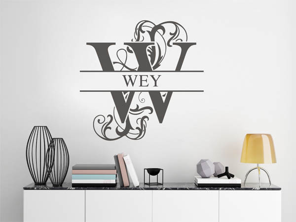 Wandtattoo verschnörkeltes W mit Wey