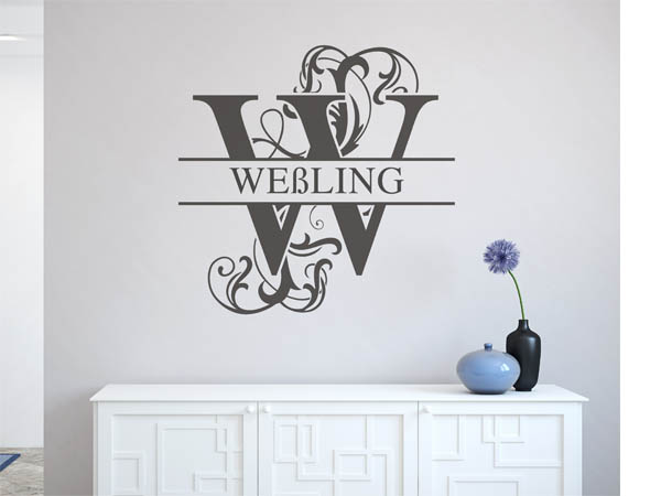 Wandtattoo verschnörkeltes W mit Weßling