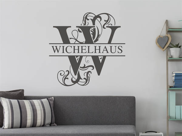 Wandtattoo verschnörkeltes W mit Wichelhaus