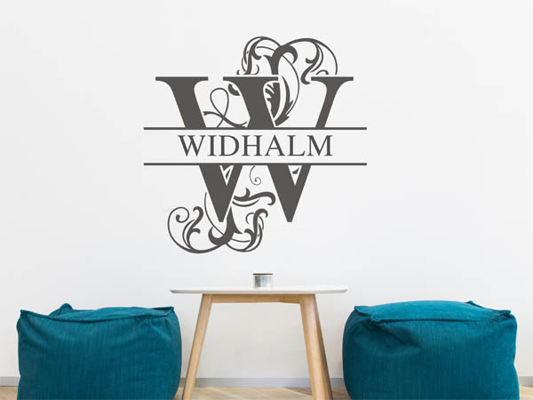 Wandtattoo verschnörkeltes W mit Widhalm