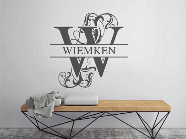 Wandtattoo verschnörkeltes W mit Wiemken