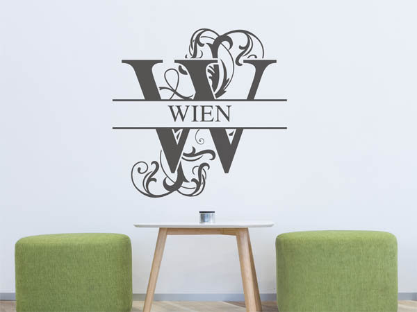 Wandtattoo verschnörkeltes W mit Wien