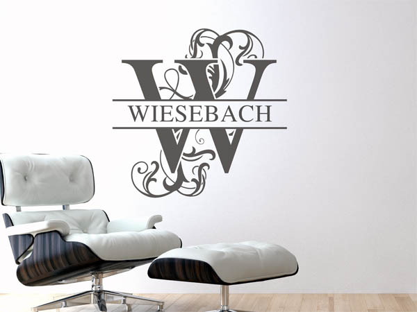 Wandtattoo verschnörkeltes W mit Wiesebach