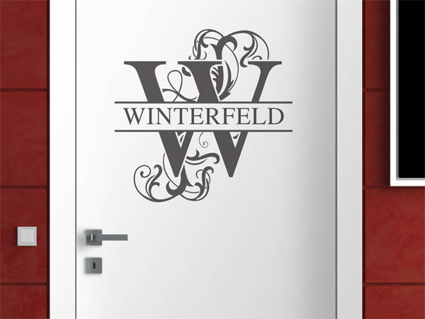 Wandtattoo verschnörkeltes W mit Winterfeld