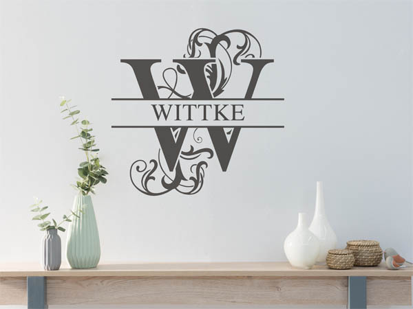 Wandtattoo verschnörkeltes W mit Wittke