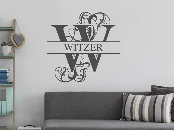 Wandtattoo verschnörkeltes W mit Witzer