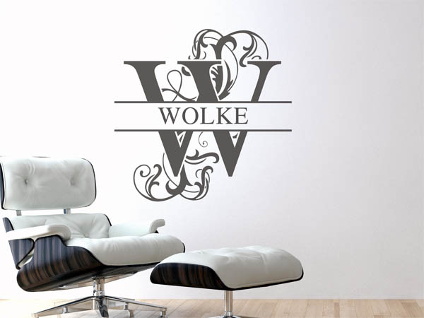 Wandtattoo verschnörkeltes W mit Wolke