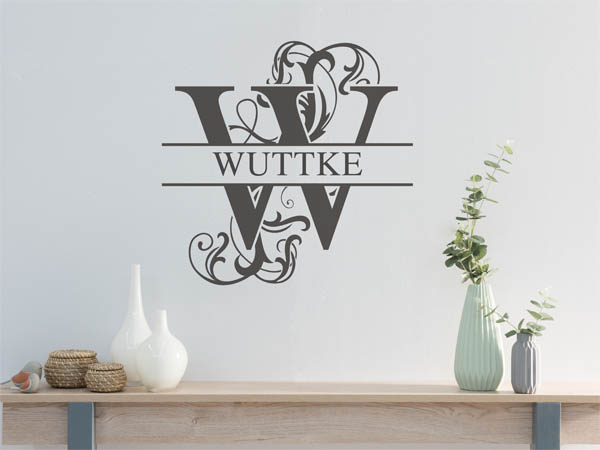 Wandtattoo verschnörkeltes W mit Wuttke