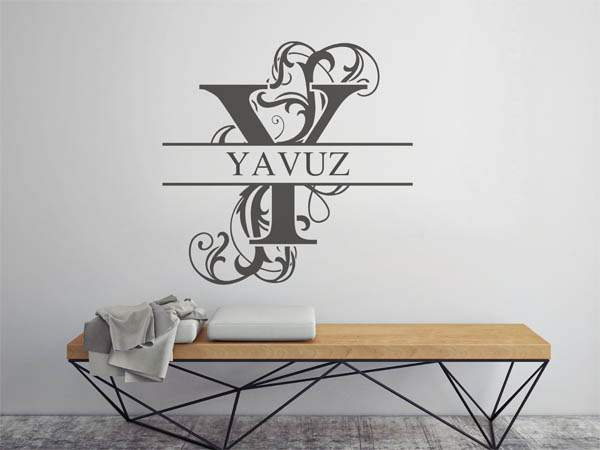 Wandtattoo verschnörkeltes Y mit Yavuz