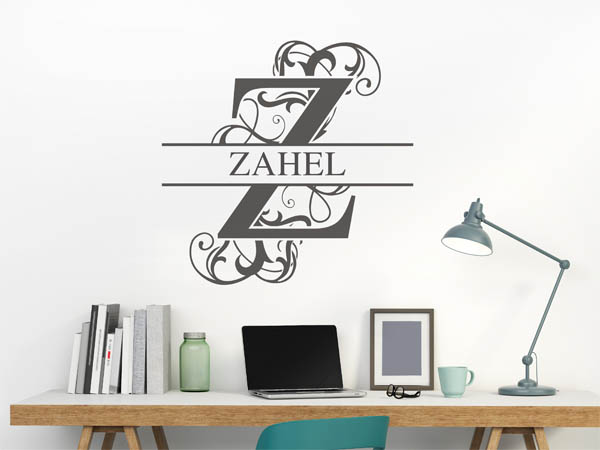 Wandtattoo verschnörkeltes Z mit Zahel