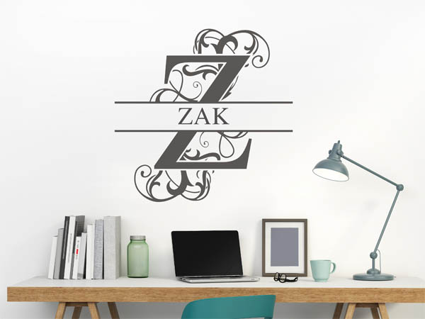 Wandtattoo verschnörkeltes Z mit Zak