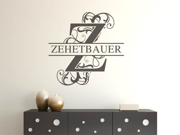 Wandtattoo verschnörkeltes Z mit Zehetbauer