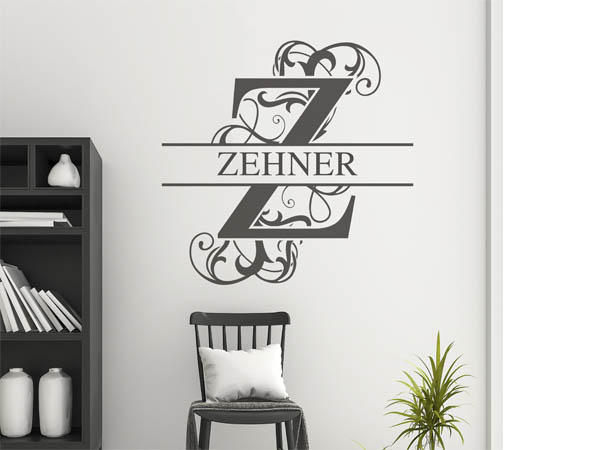 Wandtattoo verschnörkeltes Z mit Zehner