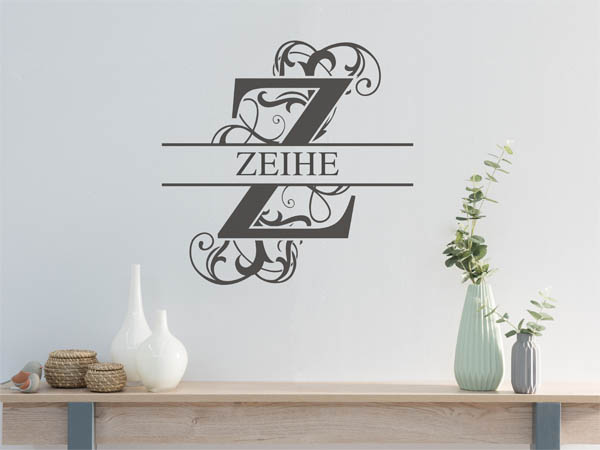 Wandtattoo verschnörkeltes Z mit Zeihe