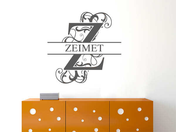 Wandtattoo verschnörkeltes Z mit Zeimet