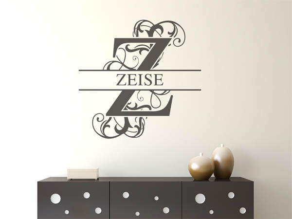 Wandtattoo verschnörkeltes Z mit Zeise