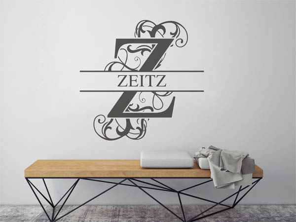 Wandtattoo verschnörkeltes Z mit Zeitz