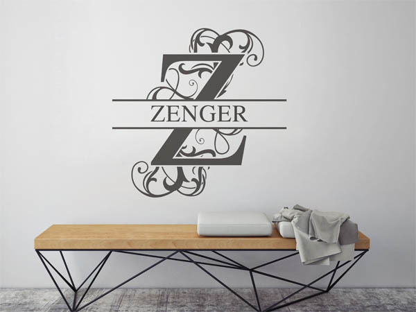 Wandtattoo verschnörkeltes Z mit Zenger
