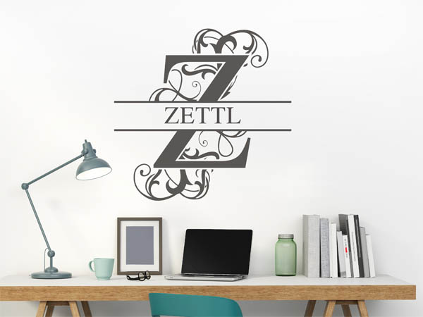 Wandtattoo verschnörkeltes Z mit Zettl