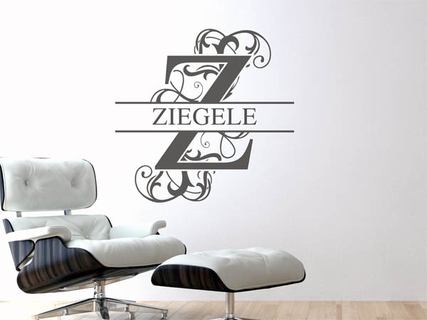 Wandtattoo verschnörkeltes Z mit Ziegele