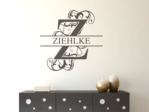 Wandtattoo verschnörkeltes Z mit Ziehlke