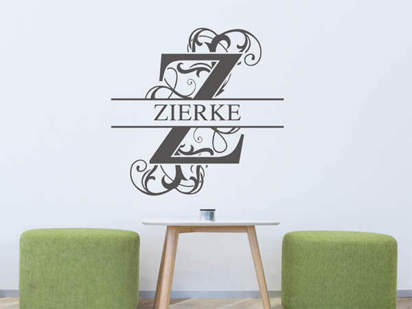 Wandtattoo verschnörkeltes Z mit Zierke
