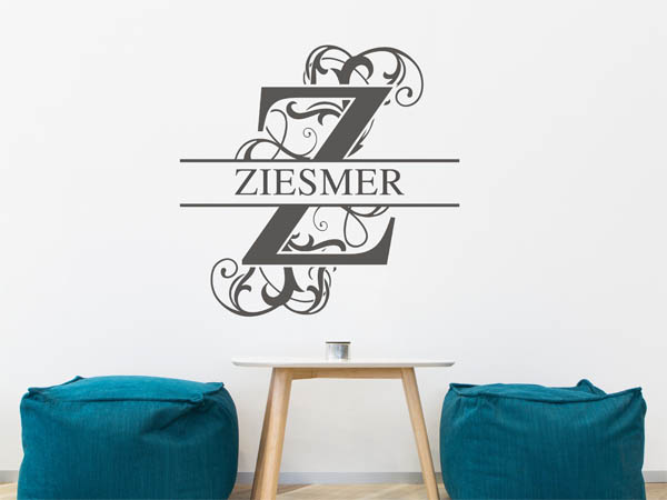 Wandtattoo verschnörkeltes Z mit Ziesmer