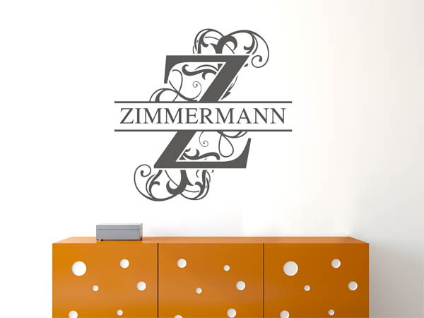 Wandtattoo verschnörkeltes Z mit Zimmermann
