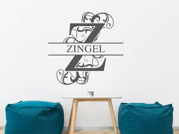Wandtattoo verschnörkeltes Z mit Zingel