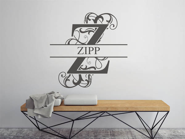 Wandtattoo verschnörkeltes Z mit Zipp