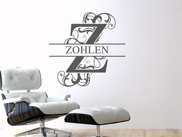 Wandtattoo verschnörkeltes Z mit Zohlen