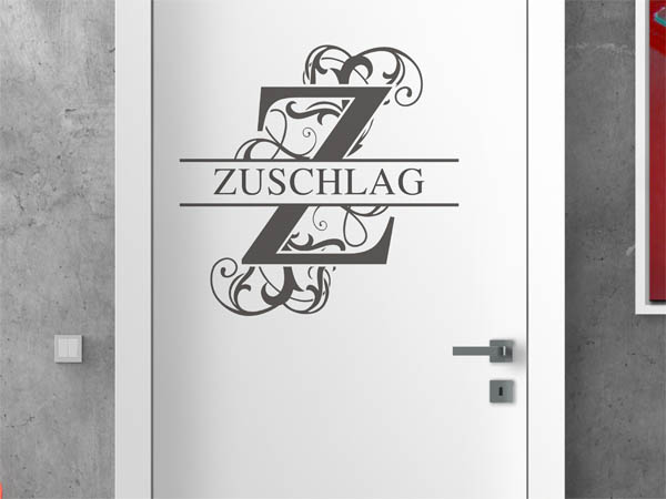 Wandtattoo verschnörkeltes Z mit Zuschlag