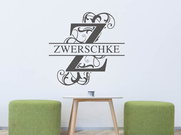 Wandtattoo verschnörkeltes Z mit Zwerschke