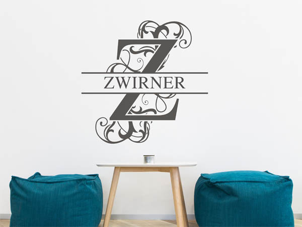 Wandtattoo verschnörkeltes Z mit Zwirner