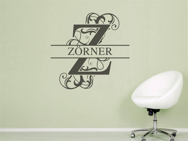Wandtattoo verschnörkeltes Z mit Zörner