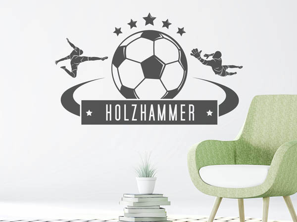 Wandtattoo Holzhammer Fußball