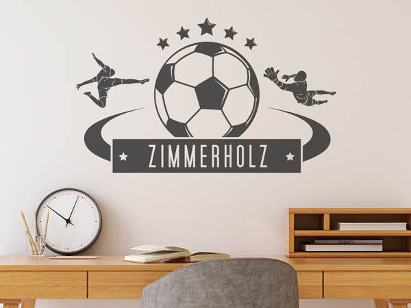 Wandtattoo Zimmerholz Fußball