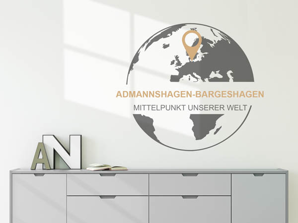 Wandtattoo Admannshagen-Bargeshagen - Mittelpunkt unserer Welt mit Pin im Globus