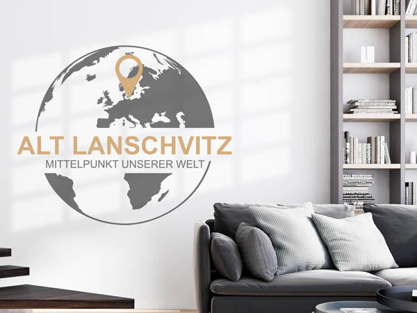 Wandtattoo Alt Lanschvitz - Mittelpunkt unserer Welt mit Pin im Globus