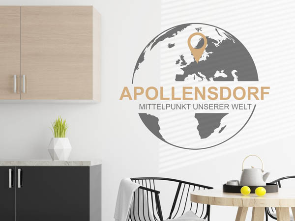 Wandtattoo Apollensdorf - Mittelpunkt unserer Welt mit Pin im Globus
